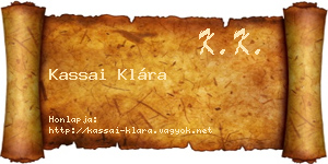 Kassai Klára névjegykártya